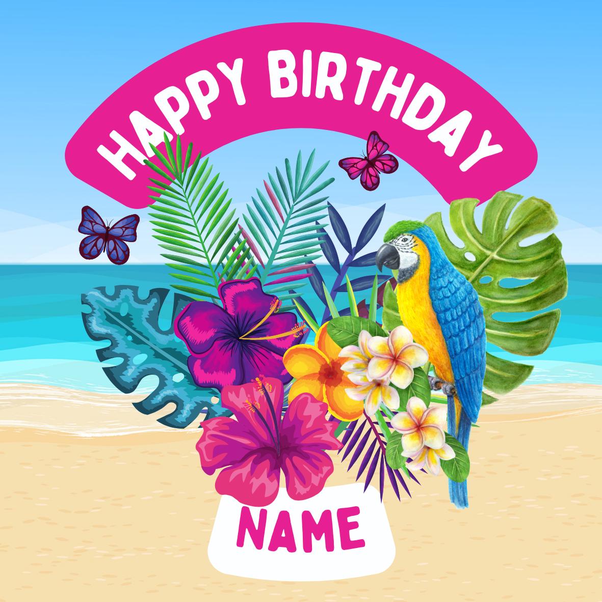 Hawaii Tropical Theme Birthday Cupcake Toppers Edible Circles matching Invitations Stickers Balloon Party Pack