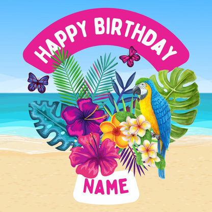 Hawaii Tropical Theme Birthday Cupcake Toppers Edible Circles matching Invitations Stickers Balloon Party Pack