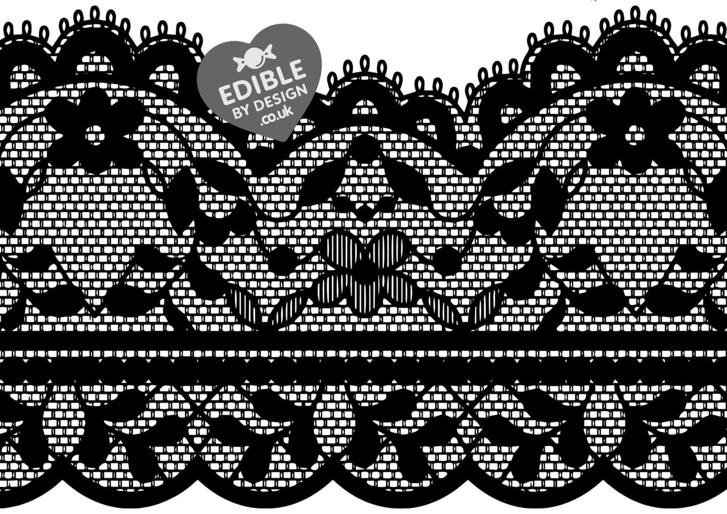 Lace Ribbon Border Edging for Cake: Edible Decoration on Icing Black Cream Red