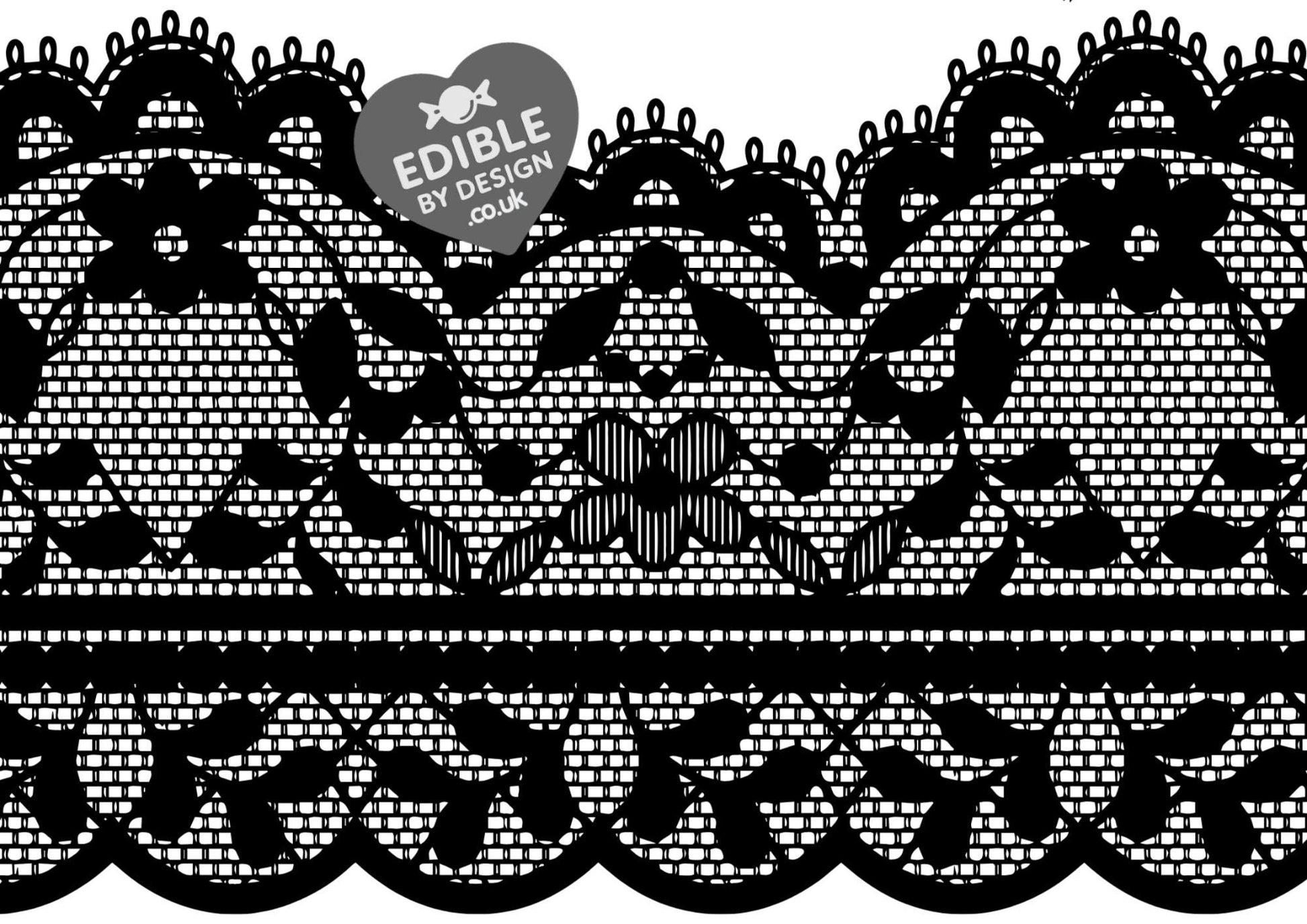 Lace Ribbon Border Edging for Cake: Edible Decoration on Icing Black Cream Red