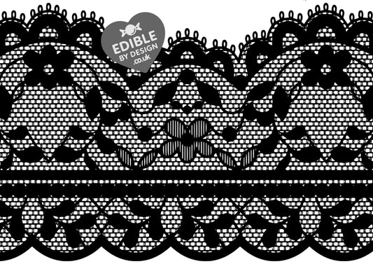 Lace Ribbon Border Edging for Cake: Edible Decoration on Icing Black Cream Red