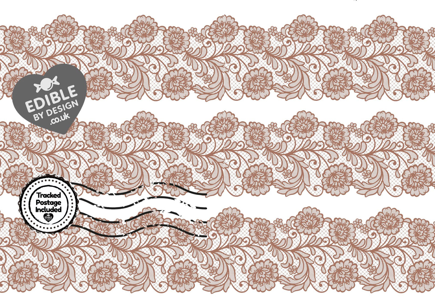 Lace Ribbon Border Edging for Cake: Edible Decoration on Icing Black Cream Red