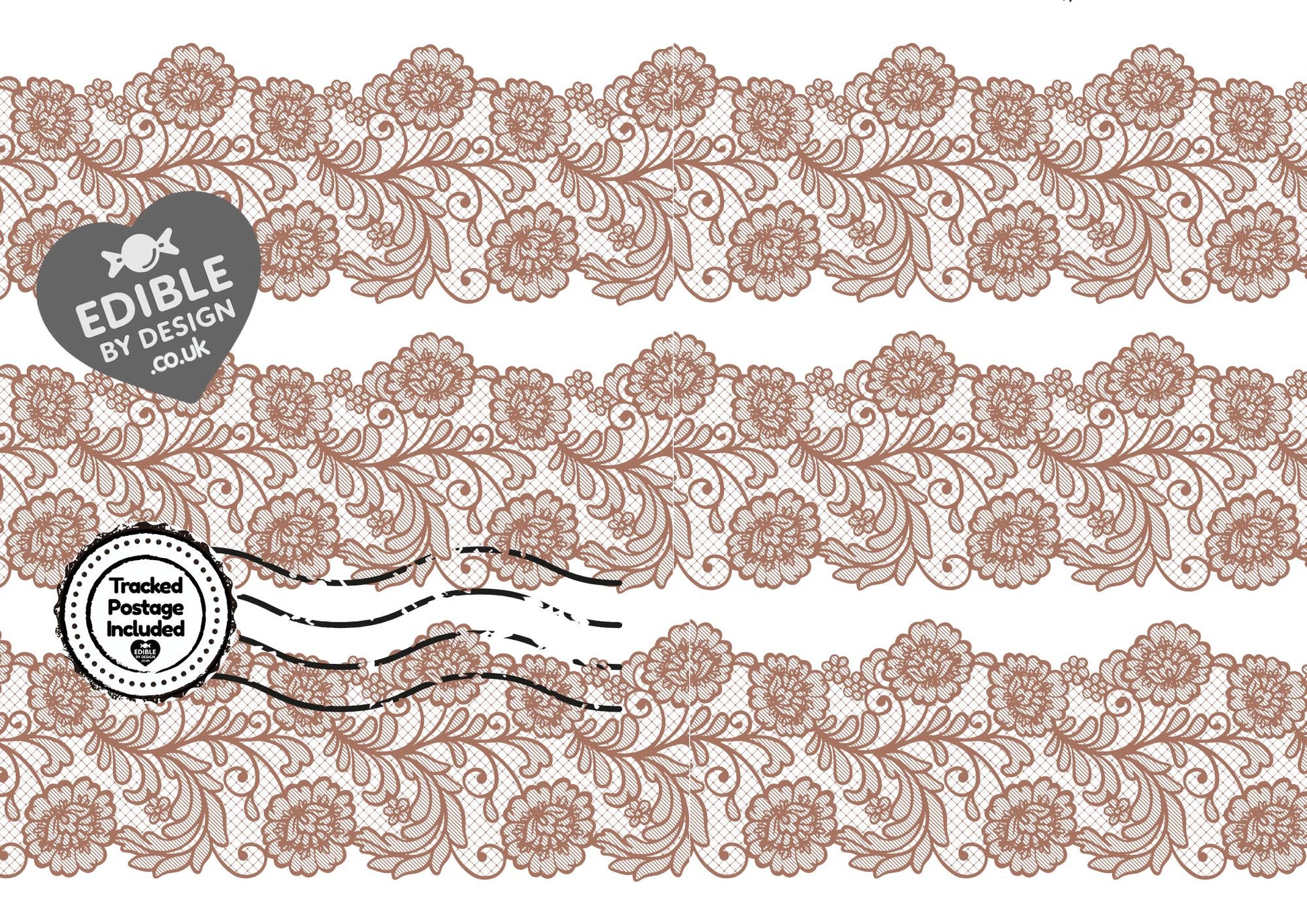 Lace Ribbon Border Edging for Cake: Edible Decoration on Icing Black Cream Red
