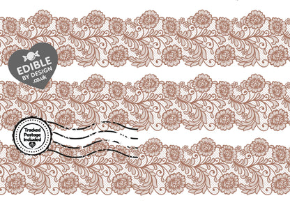 Lace Ribbon Border Edging for Cake: Edible Decoration on Icing Black Cream Red