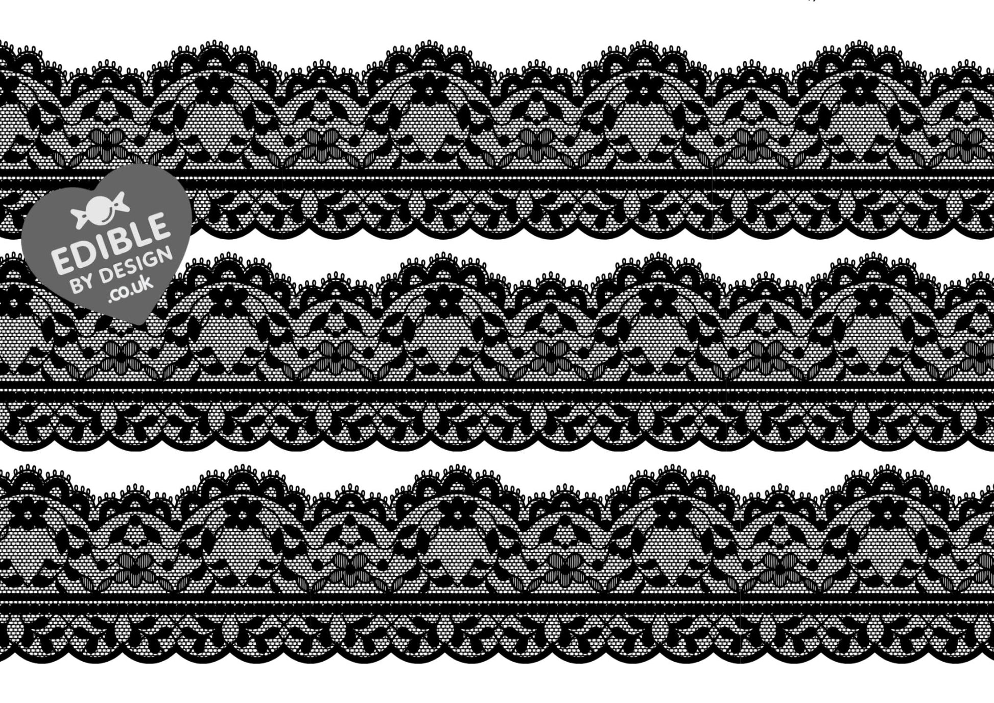Lace Ribbon Border Edging for Cake: Edible Decoration on Icing Black Cream Red
