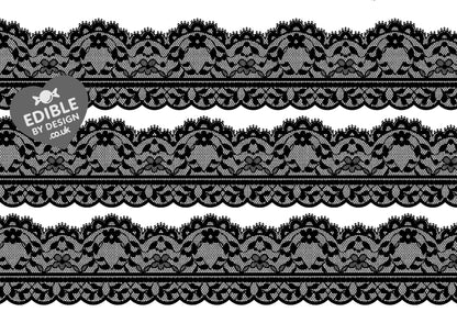 Lace Ribbon Border Edging for Cake: Edible Decoration on Icing Black Cream Red