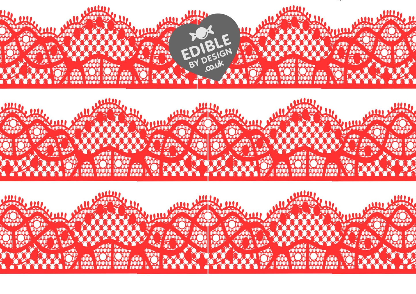 Lace Ribbon Border Edging for Cake: Edible Decoration on Icing Black Cream Red