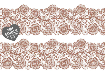 Lace Ribbon Border Edging for Cake: Edible Decoration on Icing Black Cream Red