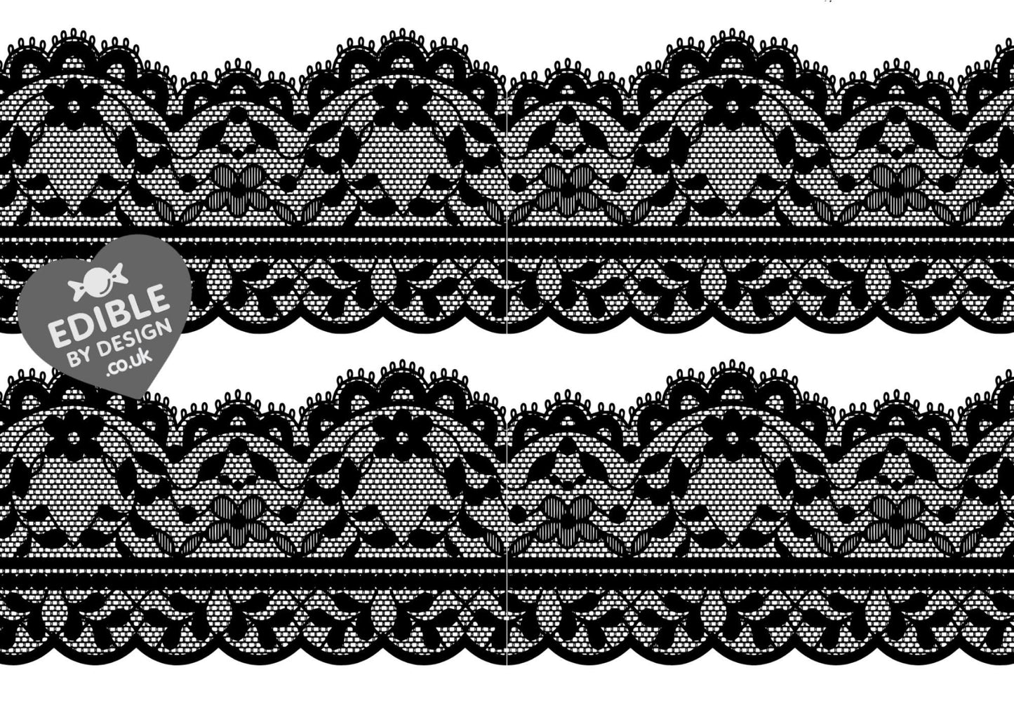 Lace Ribbon Border Edging for Cake: Edible Decoration on Icing Black Cream Red