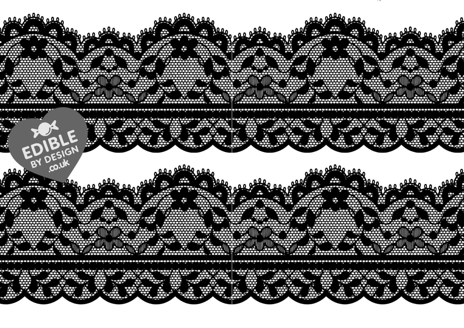 Lace Ribbon Border Edging for Cake: Edible Decoration on Icing Black Cream Red