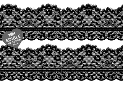 Lace Ribbon Border Edging for Cake: Edible Decoration on Icing Black Cream Red
