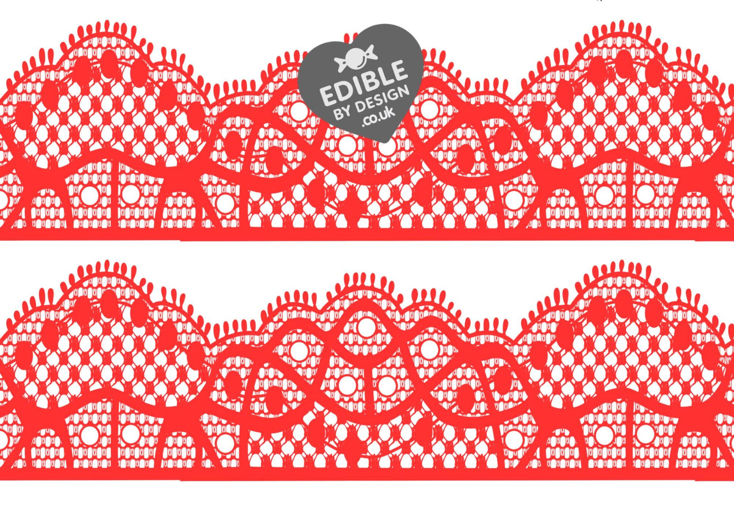 Lace Ribbon Border Edging for Cake: Edible Decoration on Icing Black Cream Red