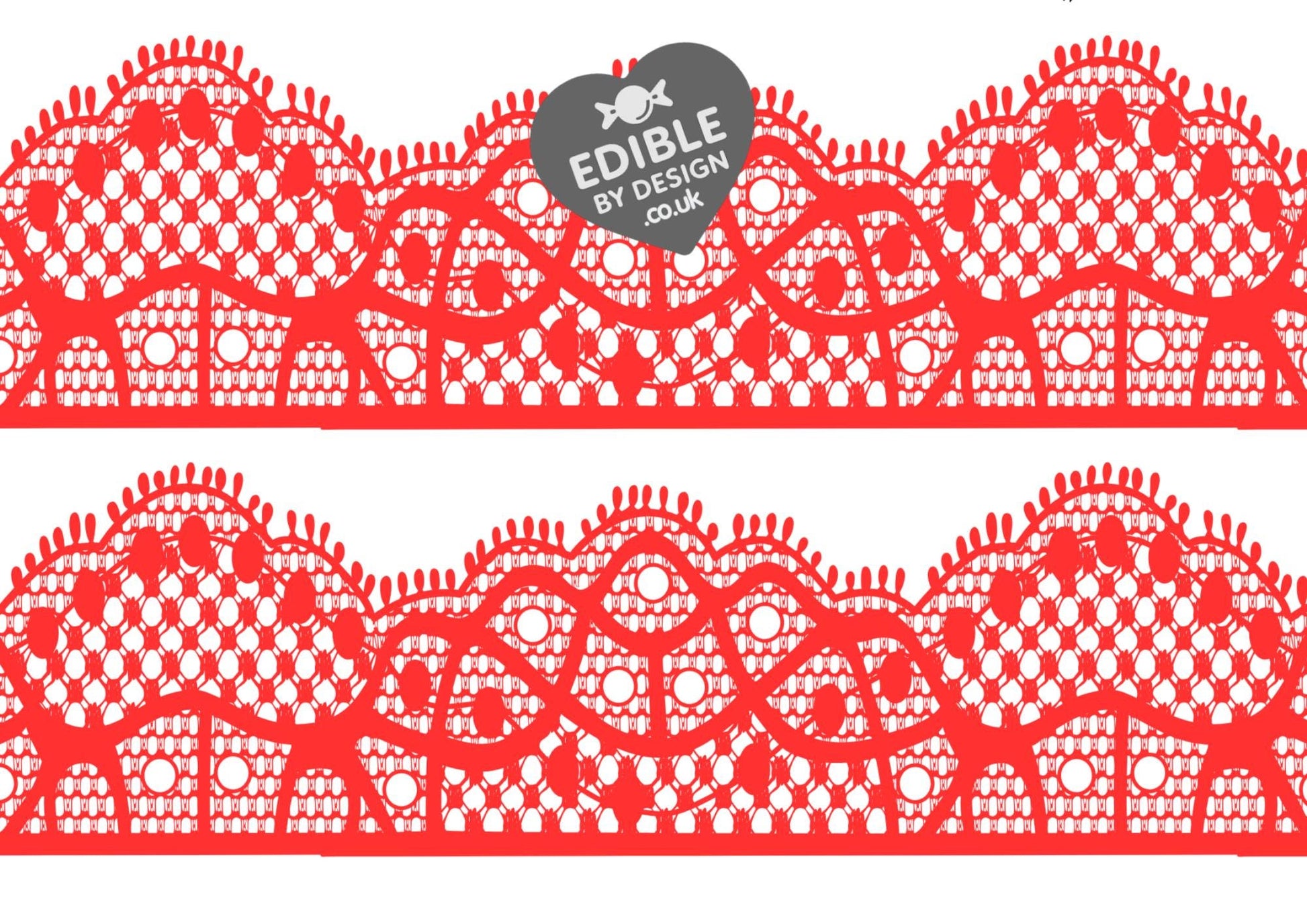 Lace Ribbon Border Edging for Cake: Edible Decoration on Icing Black Cream Red