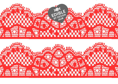 Lace Ribbon Border Edging for Cake: Edible Decoration on Icing Black Cream Red