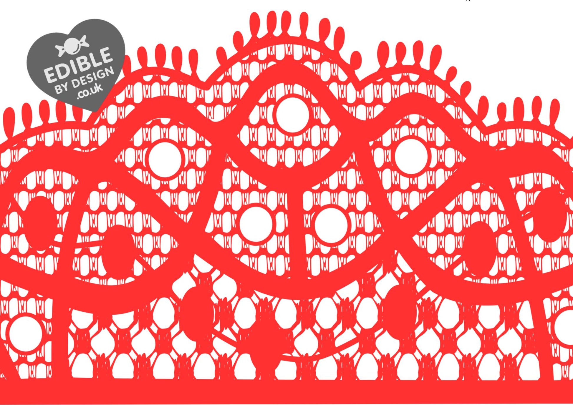 Lace Ribbon Border Edging for Cake: Edible Decoration on Icing Black Cream Red