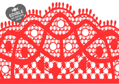 Lace Ribbon Border Edging for Cake: Edible Decoration on Icing Black Cream Red