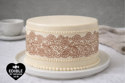 Lace Ribbon Border Edging for Cake: Edible Decoration on Icing Black Cream Red