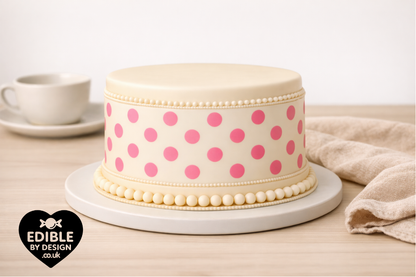 Polka Dot Ribbon Border Edging for Cake: Edible Party Decoration on Icing Sheet