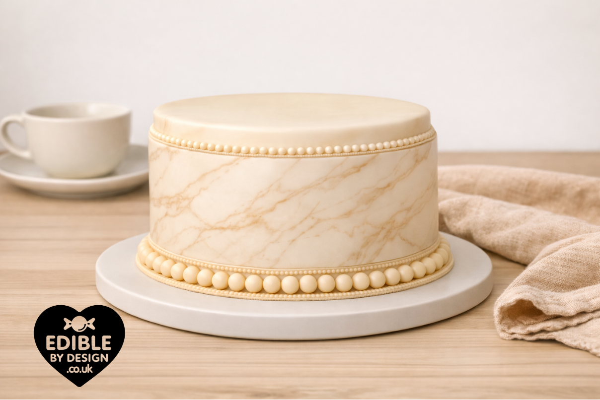 Marble Stone Ribbon Border Edging for Cake: Edible Decoration on Icing