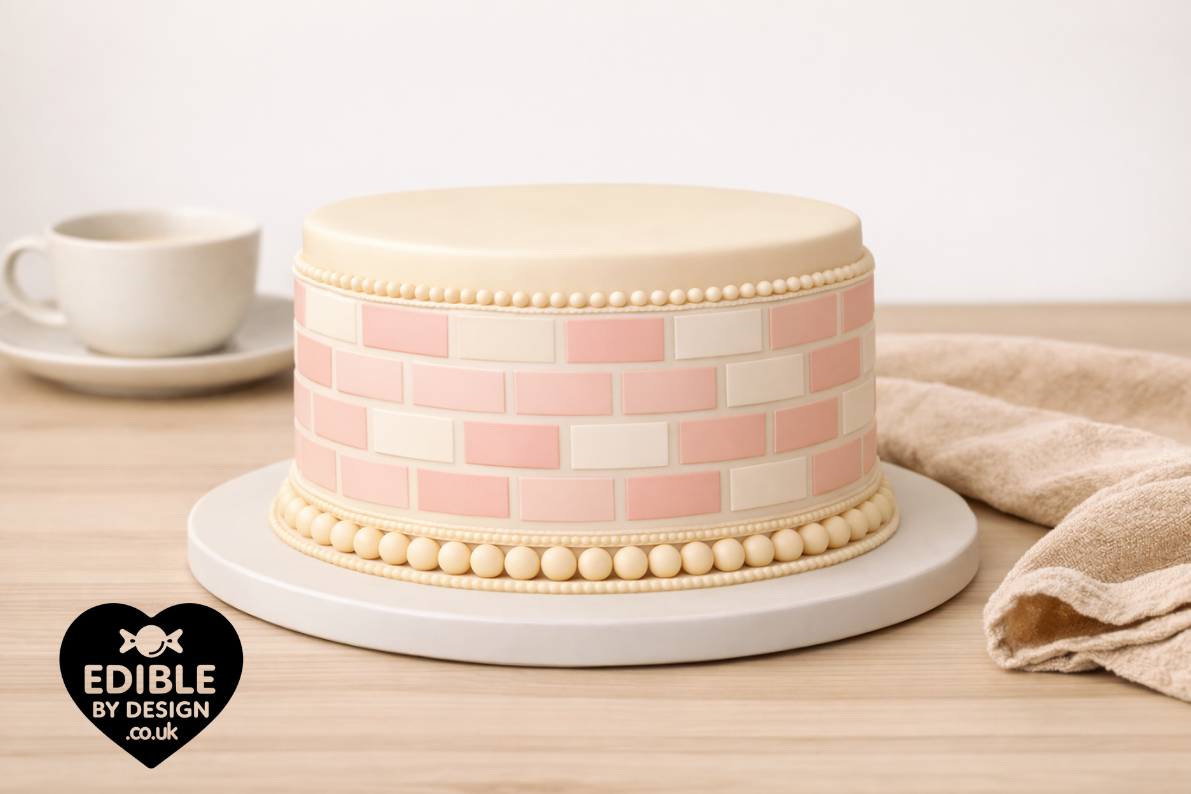 Stone Castle Wall Fairy Door Ribbon Border Edging for Cake: Edible Party Decoration on Icing Sheet