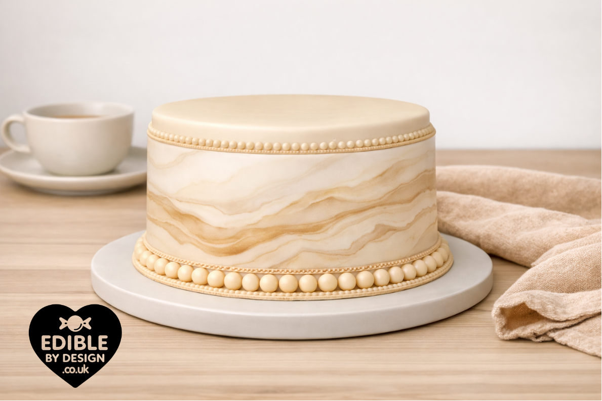 Marble Stone Ribbon Border Edging for Cake: Edible Decoration on Icing