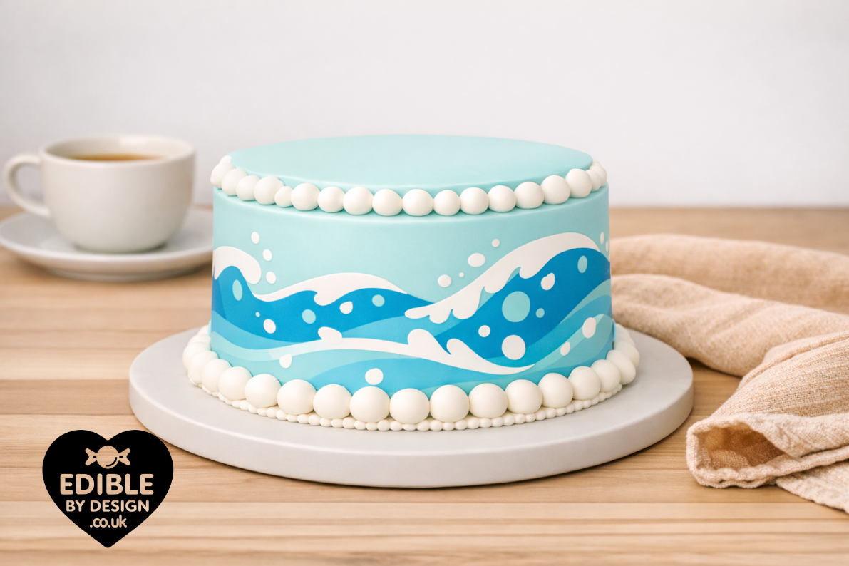Ocean Road Pixel Ribbon Border Edging for Cake: Edible Decoration on Icing