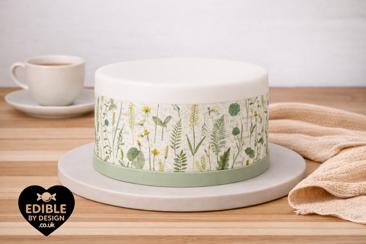 Floral & Botanical - Ribbon Border Edging for Cake in Icing