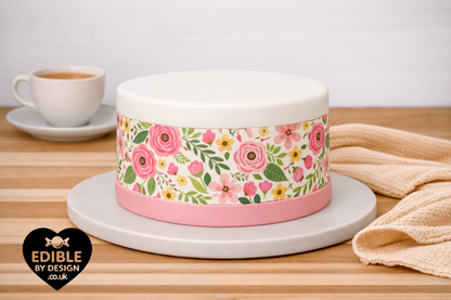 Floral & Botanical - Ribbon Border Edging for Cake in Icing