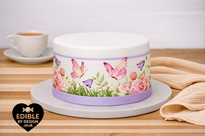 Floral & Botanical - Ribbon Border Edging for Cake in Icing