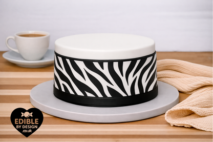 Animal Print Ribbon Border Edging for Cake: Edible Cow, Tiger, Zebra, Giraffe Pattern Cake Decoration on Icing