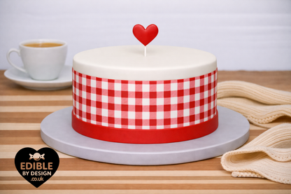 Gingham Check Print Ribbon Border Edging for Cake: Edible Decoration on Icing Sheet