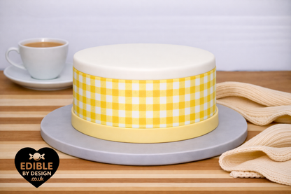 Gingham Check Print Ribbon Border Edging for Cake: Edible Decoration on Icing Sheet