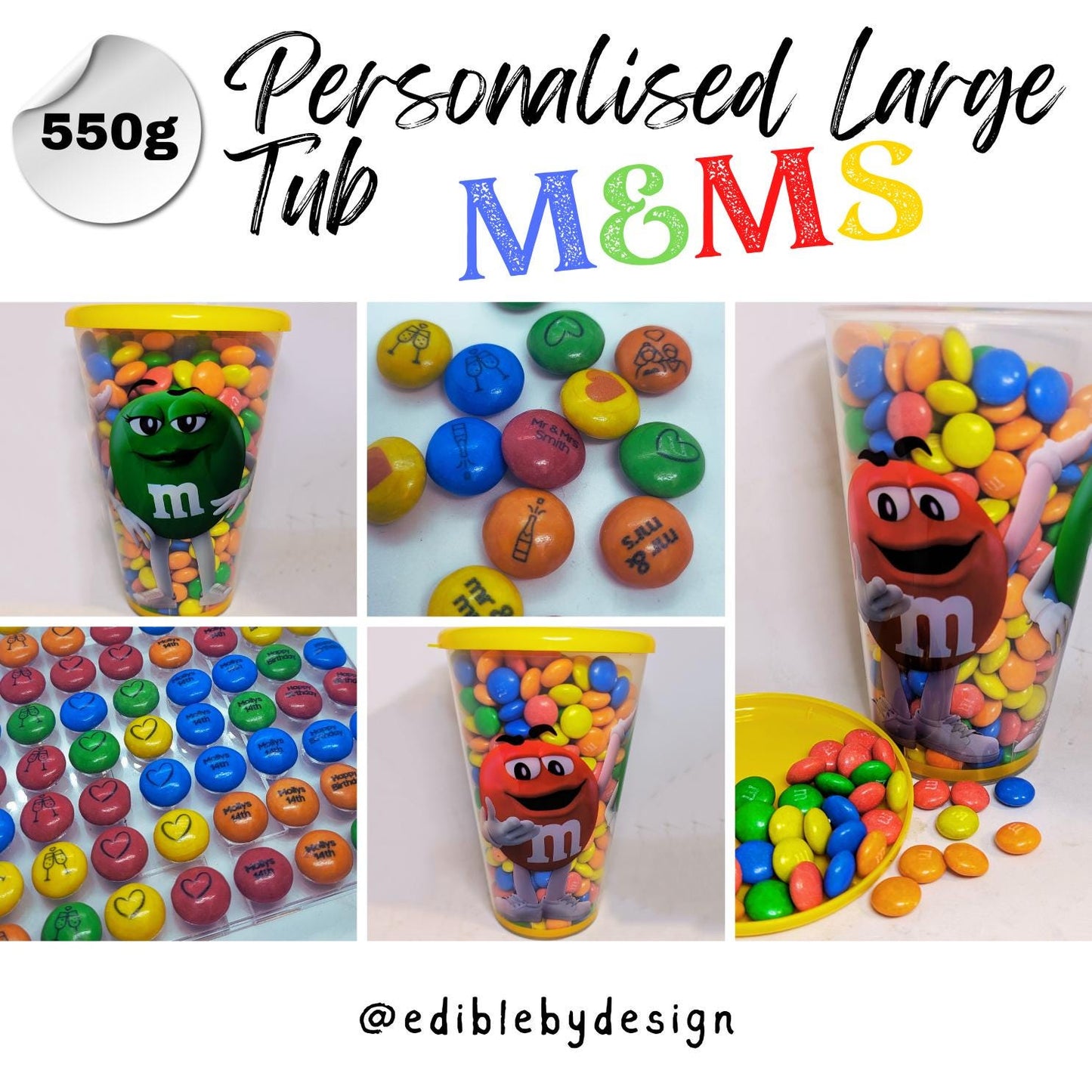 M&Ms Genuine Branded Chocolate Tub Personalised with your choice of image, logo, photo or text