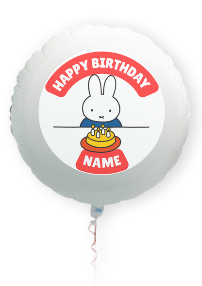 Miffy Theme Birthday Cake Toppers Edible Circles Personalised Name and Age Matching Stickers Balloon Invitations Pack