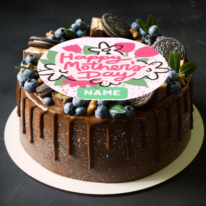 Mothers Day Flowers Personalised Cake Toppers matching Foil Balloon option