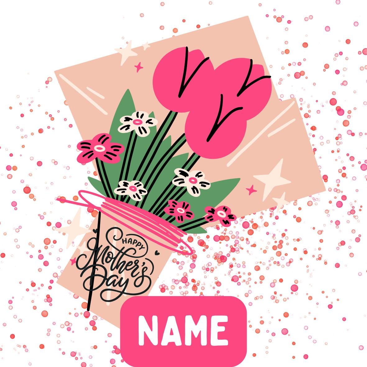 Mothers Day Flowers Personalised Cake Toppers matching Foil Balloon option