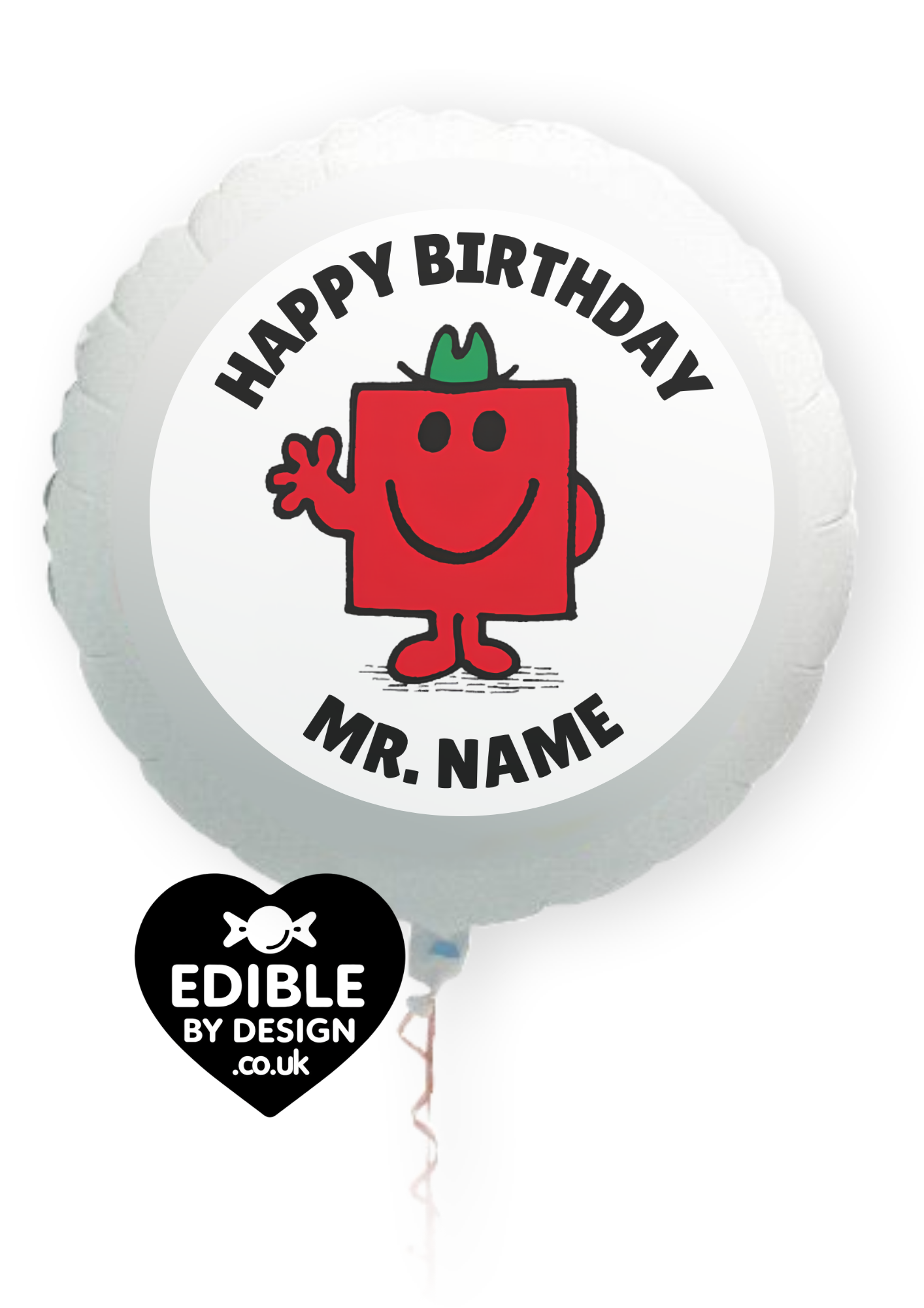 Mr Men Theme Birthday Cake Toppers Edible Circles Personalised Name and Age Matching Stickers Balloon Invitations Pack