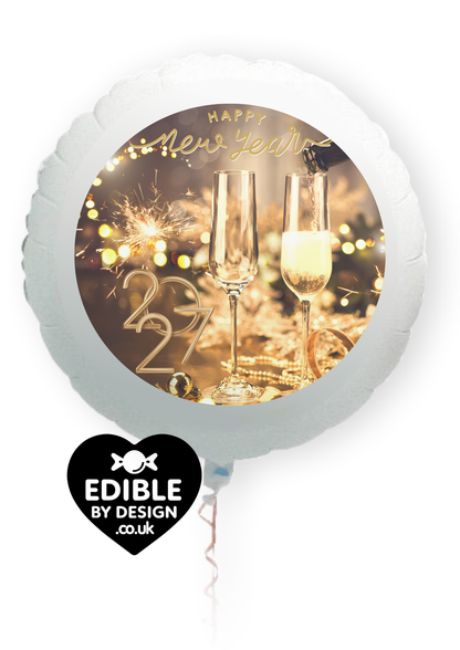 New Year 2027 Cake Toppers: Edible Icing or Wafer, Stickers and Balloon