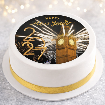 New Year 2027 Cake Toppers: Edible Icing or Wafer, Stickers and Balloon