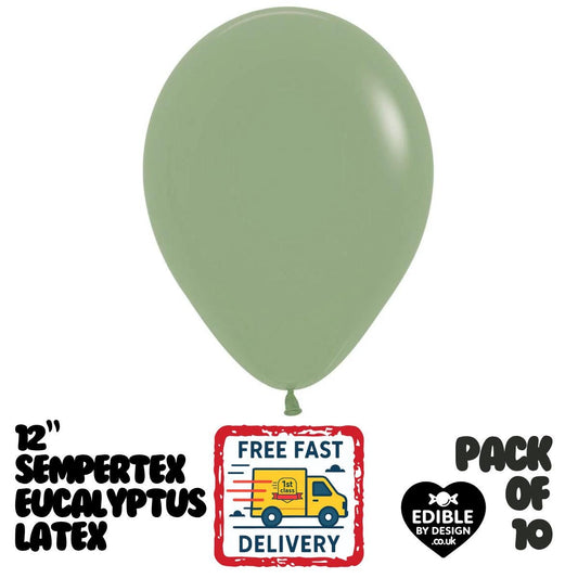 10 Pack Eucalyptus Green Latex Balloons – 12" Sempertex Helium Air Party Supplies