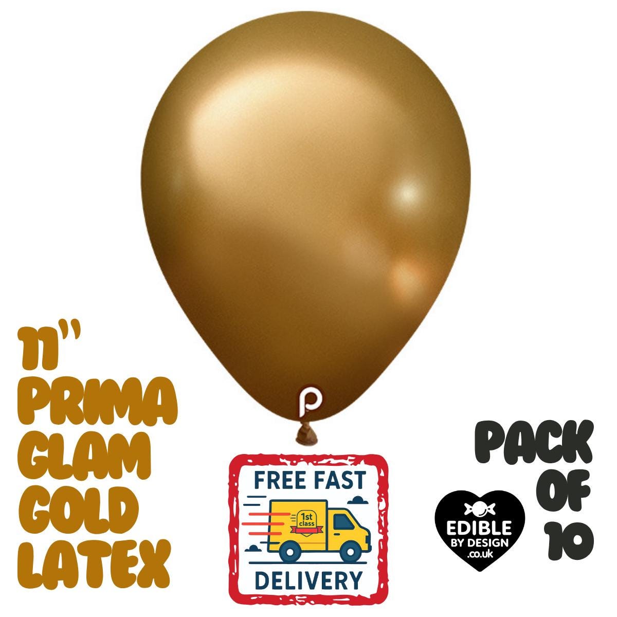10 Pack Glam Gold Latex Balloons – 11" Helium Air Party Supplies