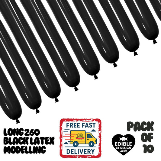 10 Pack Modelling Black 260 Latex Long Balloons