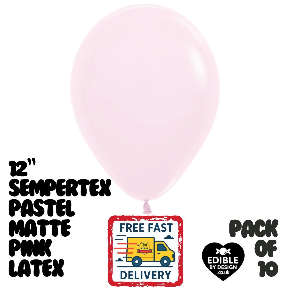 10 Pack Pastel Matte Pink Latex Balloons – 12" Sempertex Helium Air Party Supplies