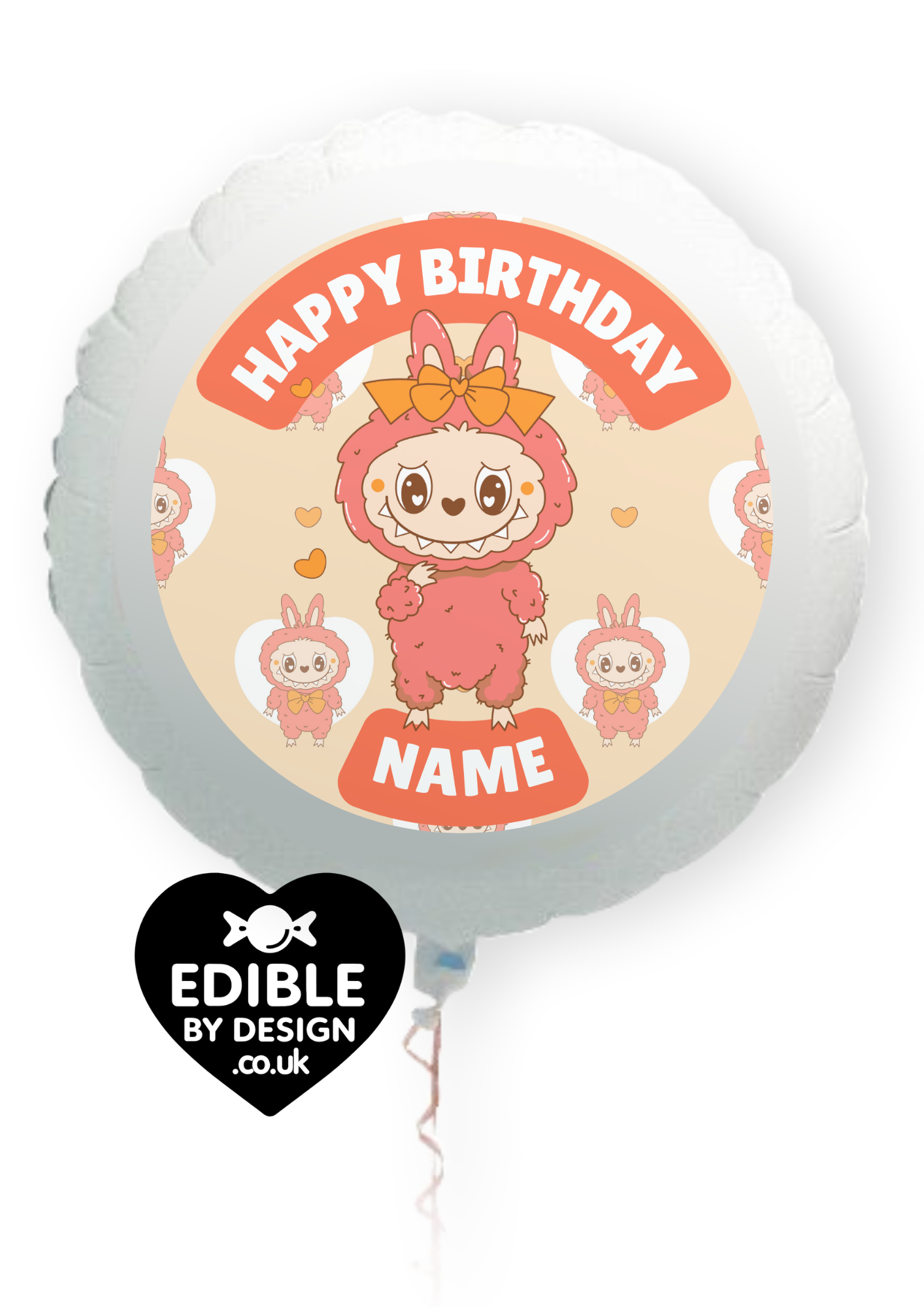 Labubu Pastel Theme Birthday Cake Toppers Edible Circles Personalised Name and Age Matching Stickers Balloon Invitations Pack