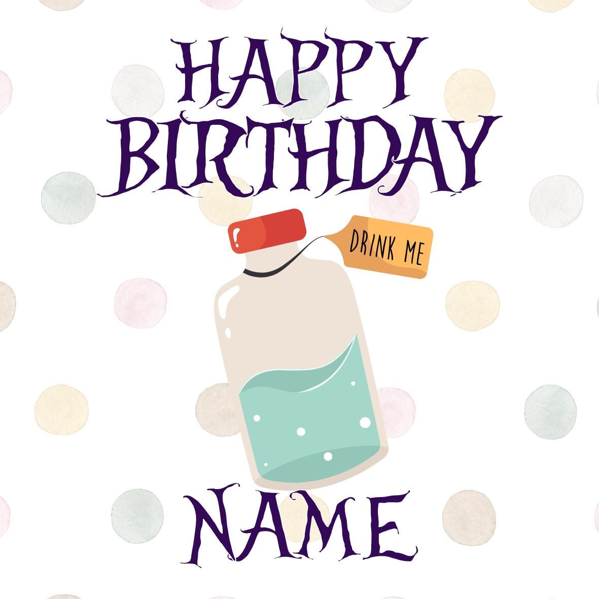 Personalised Alice in Wonderland Birthday Cake Toppers matching Invitations, Stickers, Foil Balloon, Party Pack