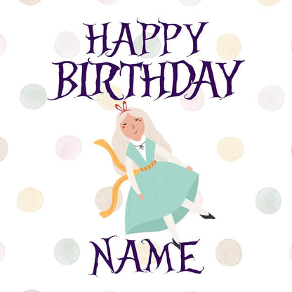 Personalised Alice in Wonderland Birthday Cake Toppers matching Invitations, Stickers, Foil Balloon, Party Pack