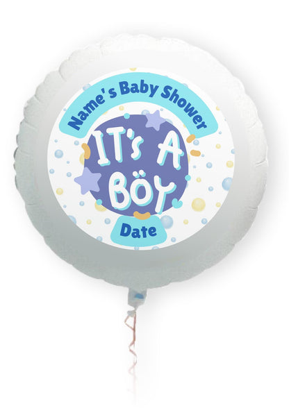 Personalised Baby Boy Shower Cupcake Toppers: Blue Baby Theme, Edible Ink on Icing or Wafer matching Stickers & Balloon available