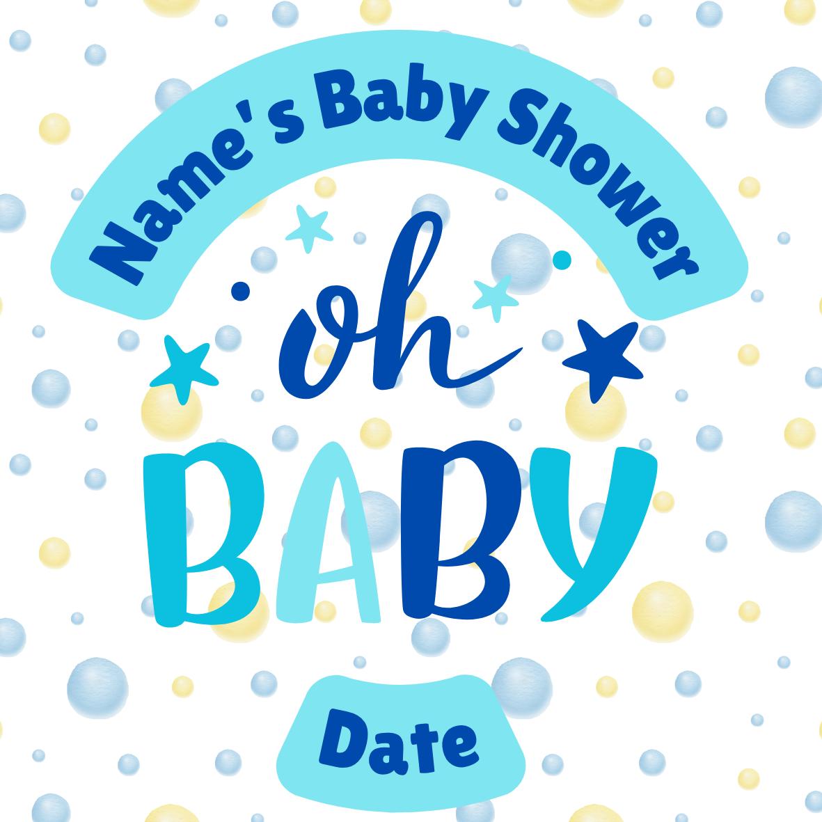 Personalised Baby Boy Shower Cupcake Toppers: Blue Baby Theme, Edible Ink on Icing or Wafer matching Stickers & Balloon available