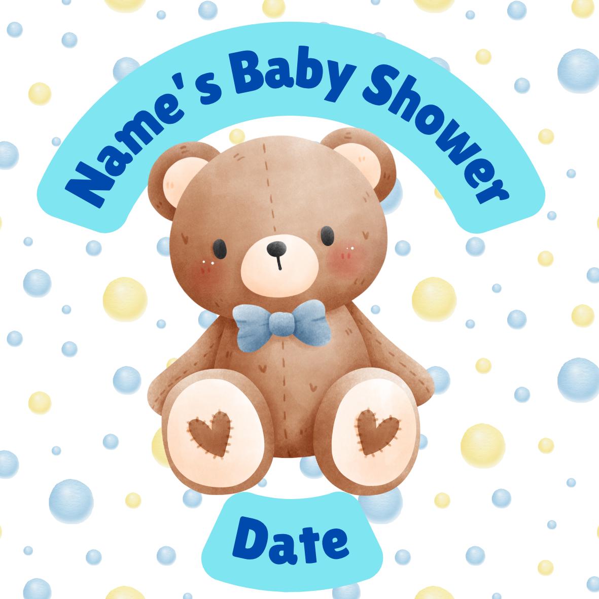 Personalised Baby Boy Shower Cupcake Toppers: Blue Baby Theme, Edible Ink on Icing or Wafer matching Stickers & Balloon available