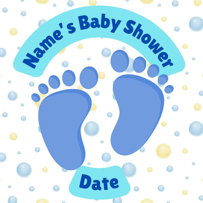 Personalised Baby Boy Shower Cupcake Toppers: Blue Baby Theme, Edible Ink on Icing or Wafer matching Stickers & Balloon available